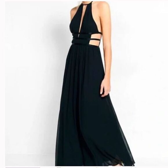 Express Black Cutout Maxi Dress Gown size XS - Picture 1 of 16
